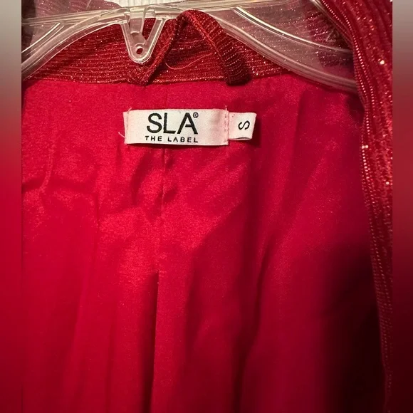 SLA The Label Red Glitter Suit Set 3 pcs Blazer Bra pants - Picture 9 of 12